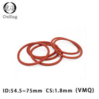 5-Pack Red VMQ Silicone O-Rings CS1.8mm ID 45–75mm Gaskets Silicone O-Ring Gasket Richie's