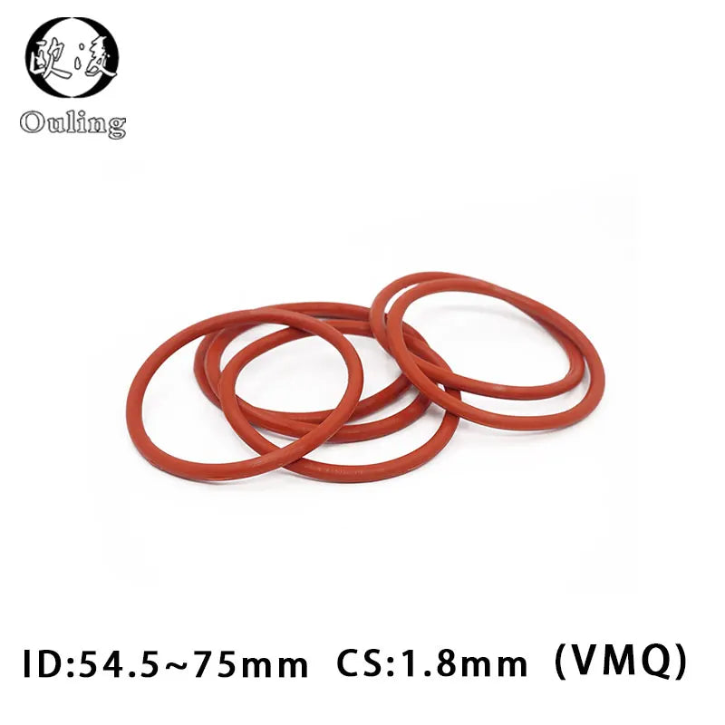 5-Pack Red VMQ Silicone O-Rings CS1.8mm ID 45–75mm Gaskets Silicone O-Ring Gasket Richie's