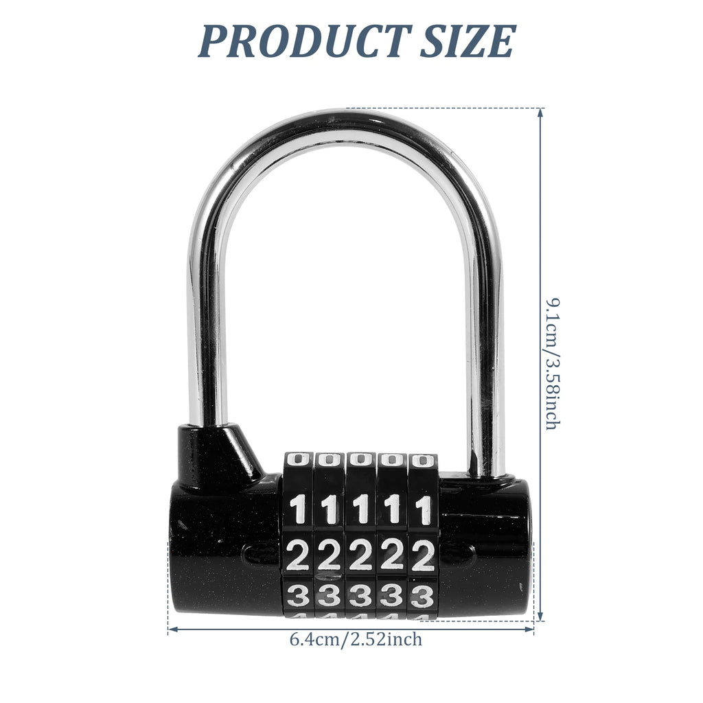 5-Digit Combination Padlock – Resettable Zinc Alloy Lock Combination Padlock Richie's black Large model
