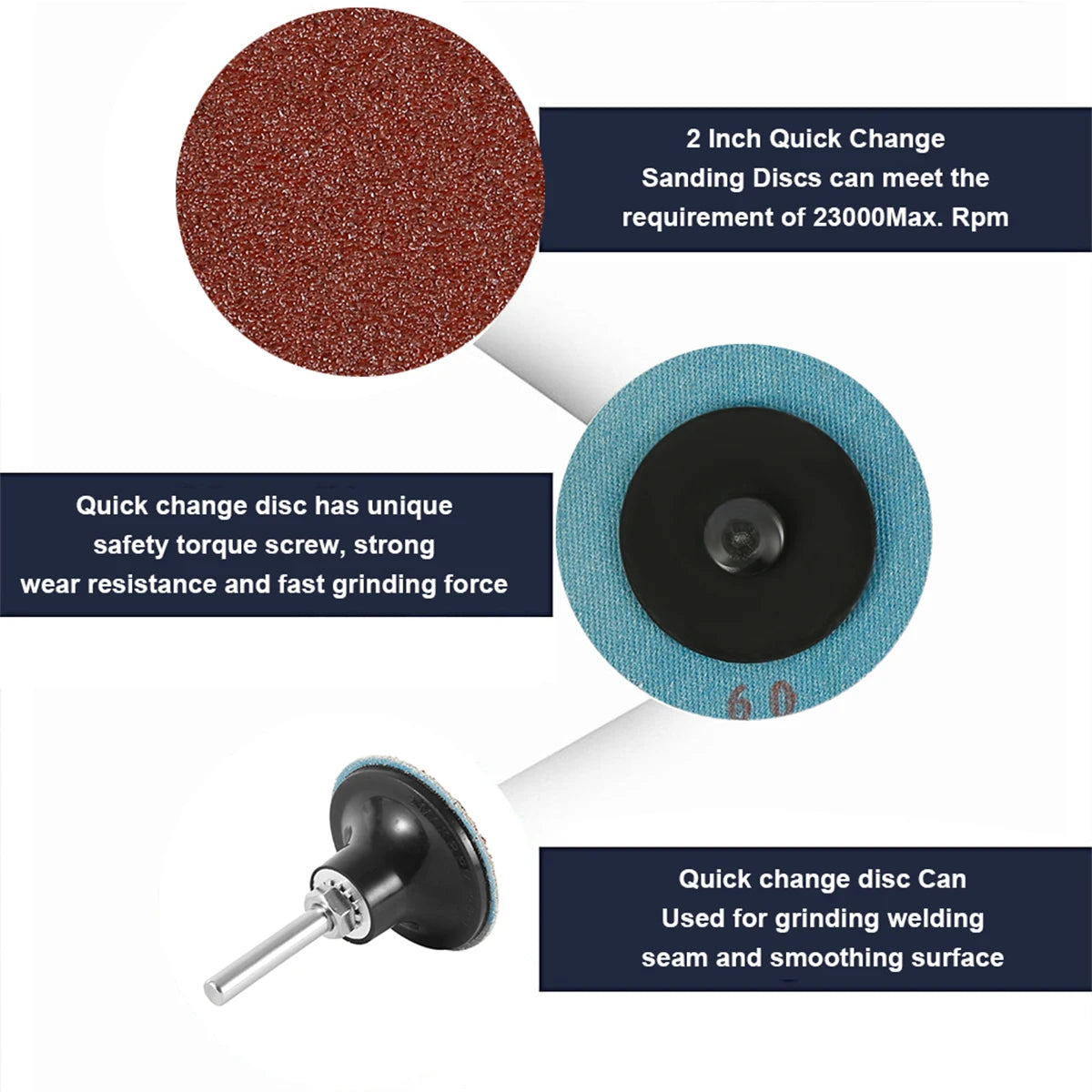 50Pcs Quick Change Sanding Discs 36–240 Grit | Aluminium Oxide Abrasive Sanding Discs Richie's