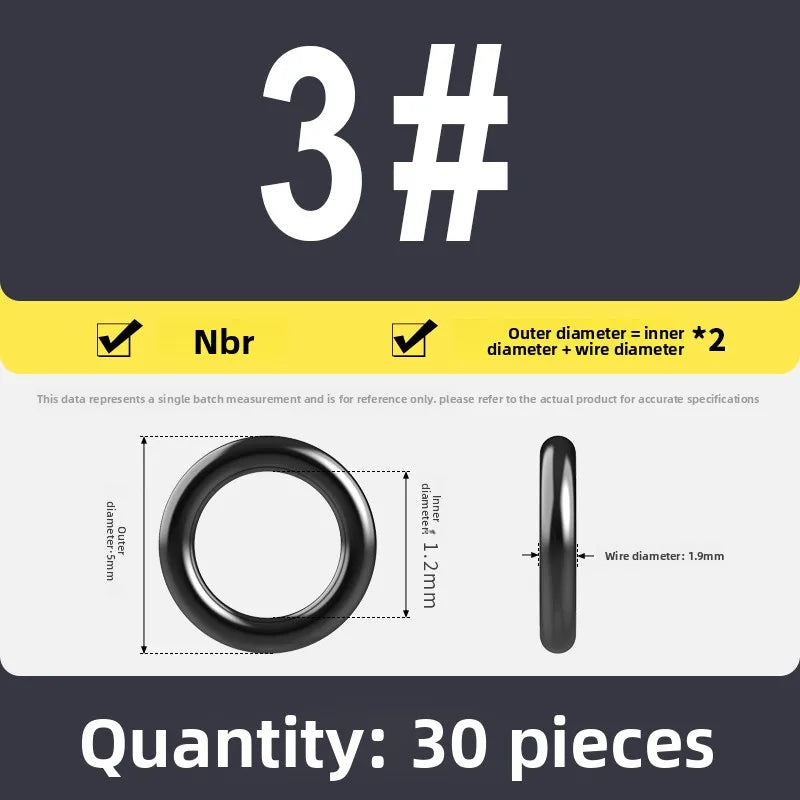 Kande Nitrile O-Ring Set 20-30pcs 1.4-26.5mm Oil Seal Gasket Rubber O-Ring Set Richie's 1.2x1.9 30pcs
