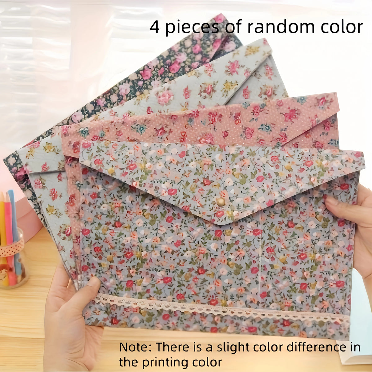 Floral File Storage Bag – Large Capacity Fabric Organizer File Storage Bag Richie's Random style 4pcs