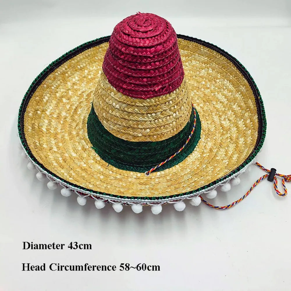 Unisex Mexican Straw Hat – Wide Brim Sun Protection Beach Hat Straw Sun Hat Richie's 5