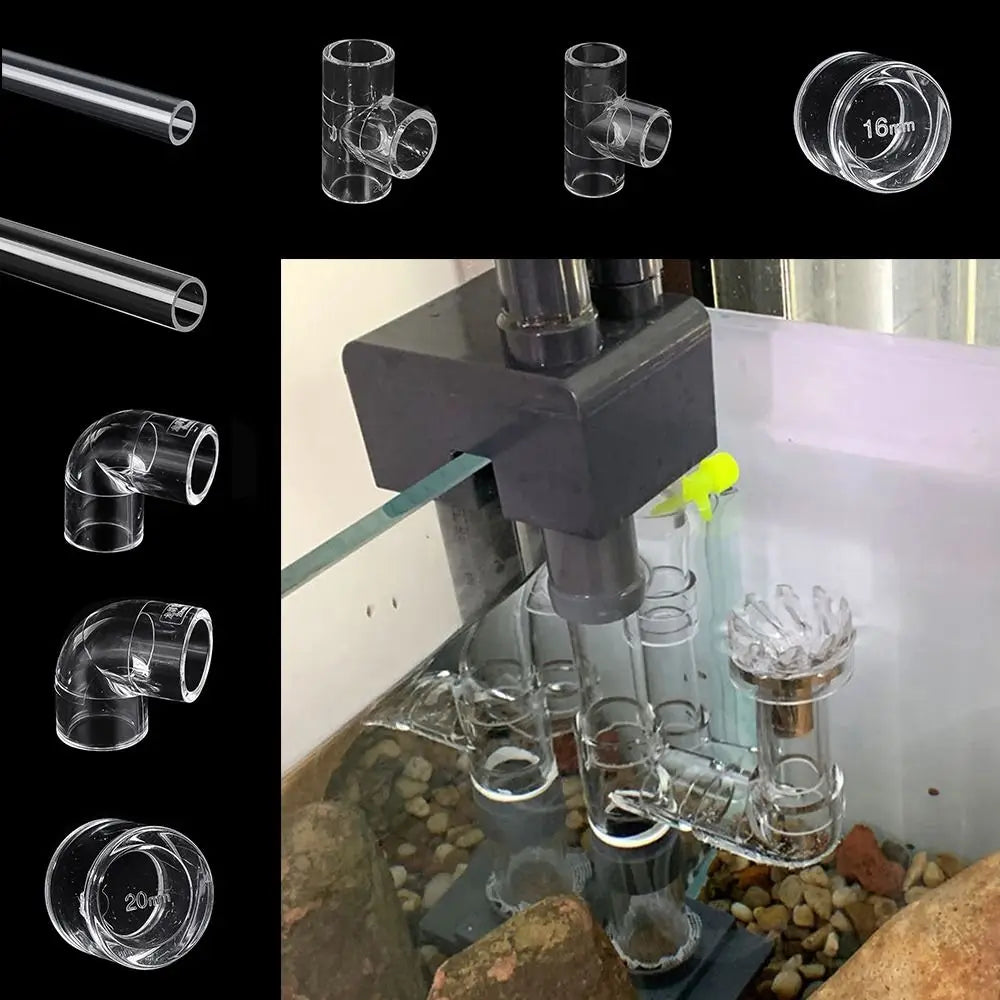 Clear Acrylic Pipe Fittings 16/20mm – 90° Elbow & End Plug Acrylic Pipe Fittings Richie's