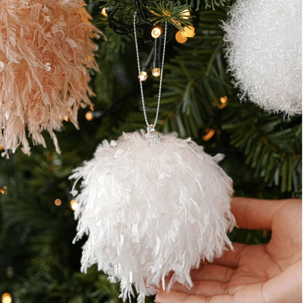Silver Tinsel Foam Christmas Ball Ornament | Xmas Tree Bauble Christmas Ornament Richie's