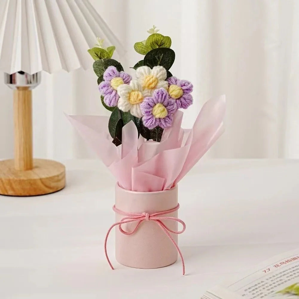 Handmade Crochet Puff Flower Bouquet – Eternal Milk Cotton Décor Crochet Flower Bouquet Richie's 04