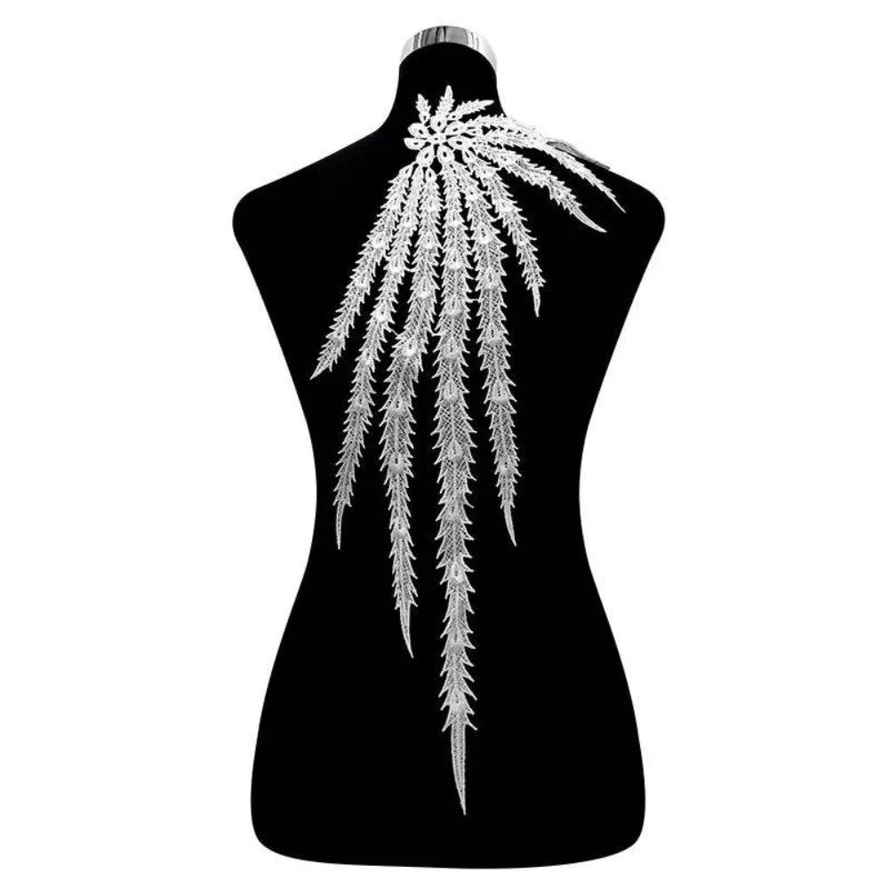 Elegant Leaf Lace Applique Patch – DIY Collar Embroidery Lace Applique Patch Richie's White L