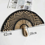 Handmade Natural Seaweed Straw Fan – Boho Semicircular Woven Fan Woven Decorative Fan Richie's I