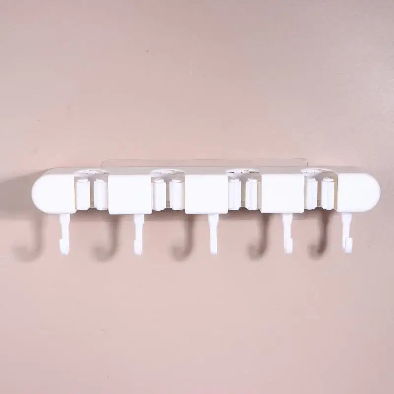 Wall Mounted Mop Holder – No-Drill Hook Storage Rack Wall Storage Rack Richie's White