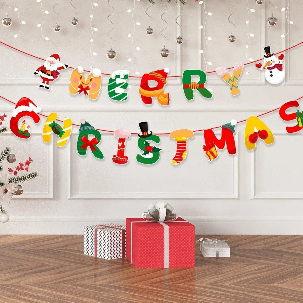 Santa Claus Christmas Bunting Banner | DIY Holiday Party Decor Christmas Party Banner Richie's