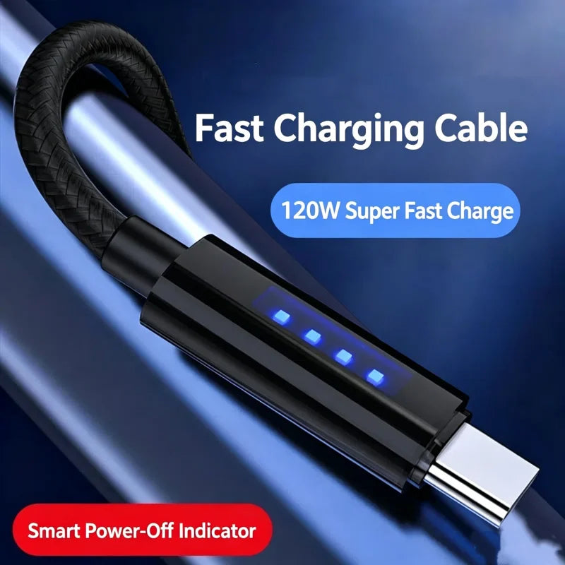 120W USB-A to Type-C Fast Charging Cable with LED Indicator USB Charging Cable Richie's