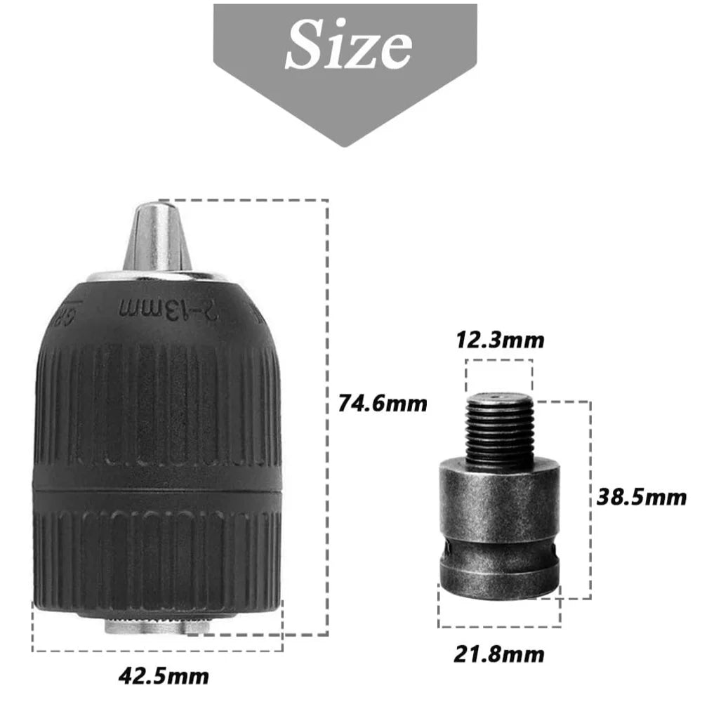 Keyless Drill Chuck Adapter 2-13mm 1/2-20UNF for Impact Wrench Drill Chuck Adapter Richie's