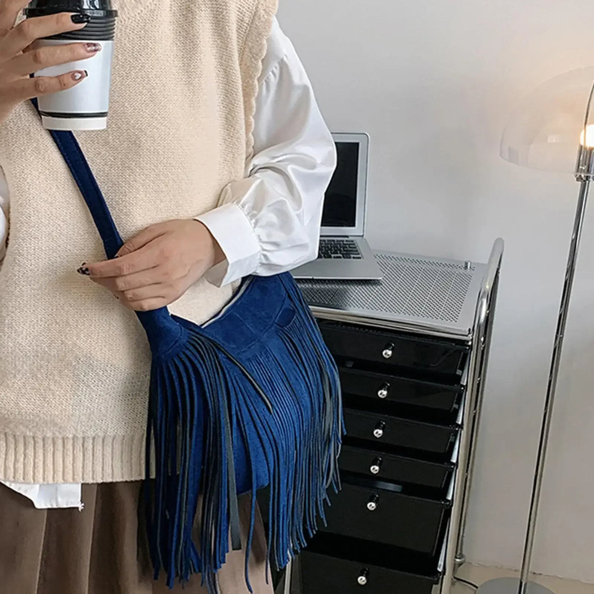 Large Retro Fringe Shoulder Bag – Ethnic Tassel Tote for Women Fringe Shoulder Bag Richie's