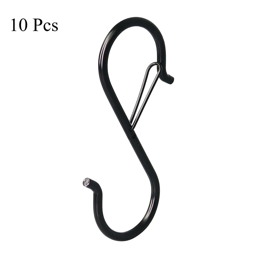 Heavy-Duty Stainless Steel S-Hooks with Safety Lock S-Hooks with Lock Richie's black 10 Pieces