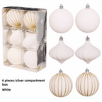 6-Pack 8CM Velvet Flocked Christmas Ball Ornaments | DIY Decor Christmas Ball Ornaments Richie's White 1.5cm