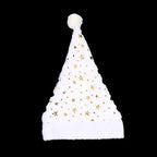 White Plush Santa Hat Gold Silver Sequin Snowflake Christmas Cap Christmas Santa Hat Richie's Golden Star One Size