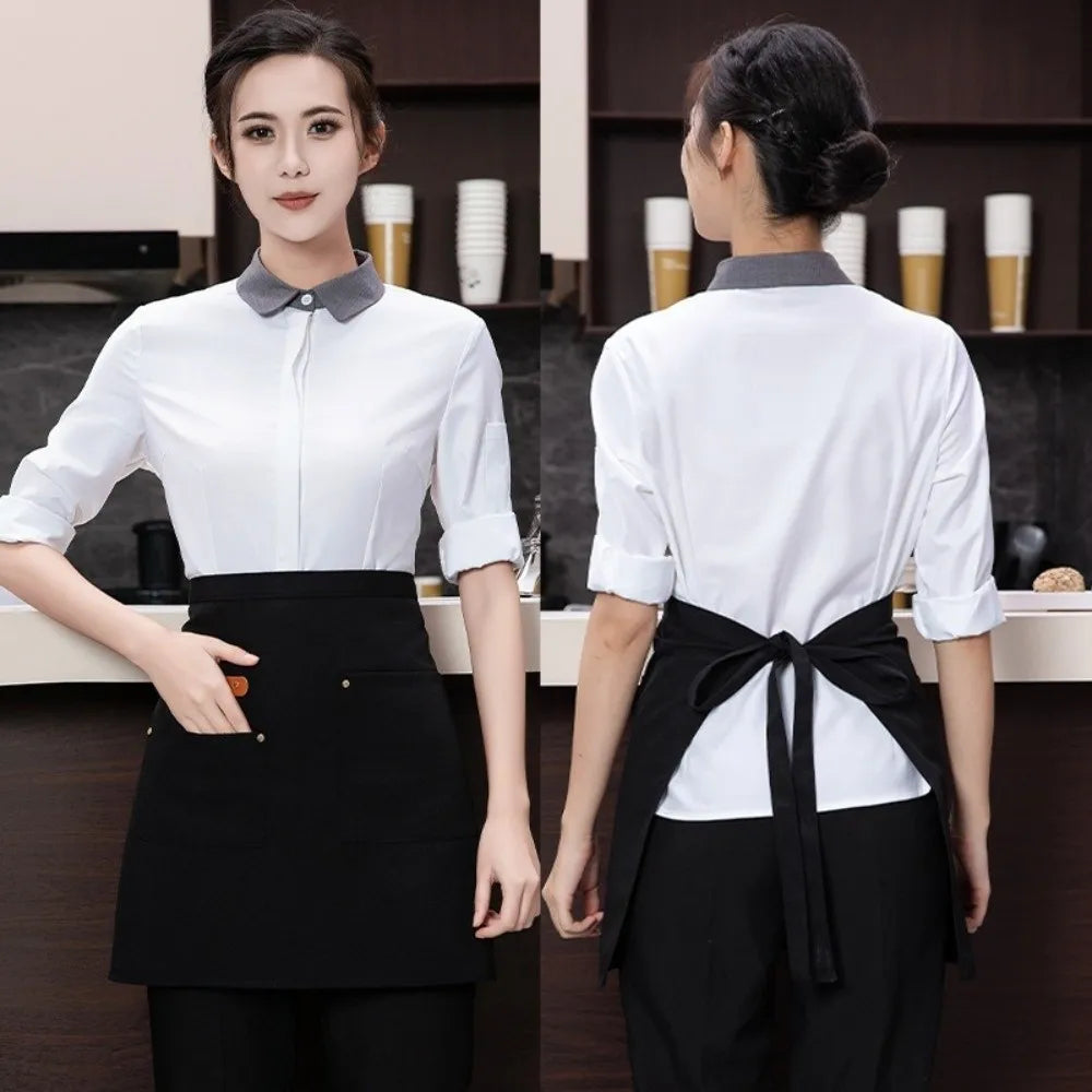 Canvas Half Apron Multi-Pocket Waterproof Kitchen Restaurant Kitchen Apron Richie's