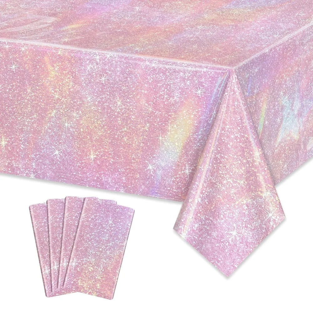 Laser Shiny Disposable Tablecloth – Party Table Cover 137×274cm Disposable Tablecloth Richie's Pink-1pc