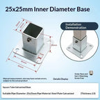 Square Pipe Elbow Connector 20x25mm No-Weld Bracket Buckle Pipe Fitting Bracket Richie's A6