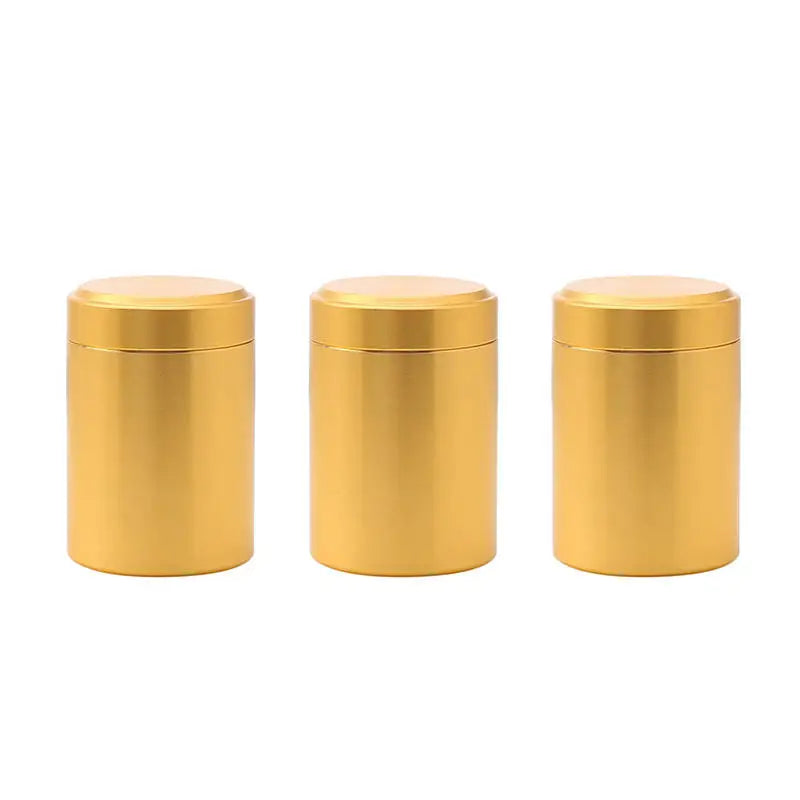 Mini Metal Tea Tin Cans – Portable Travel Storage Containers Tea Storage Tin Richie's 3Pcs Gold