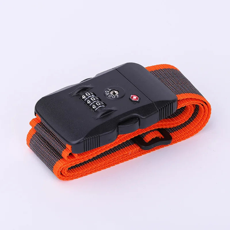 TSA Lock Luggage Strap – Adjustable Password Suitcase Belt Luggage Security Strap Richie's gray orange