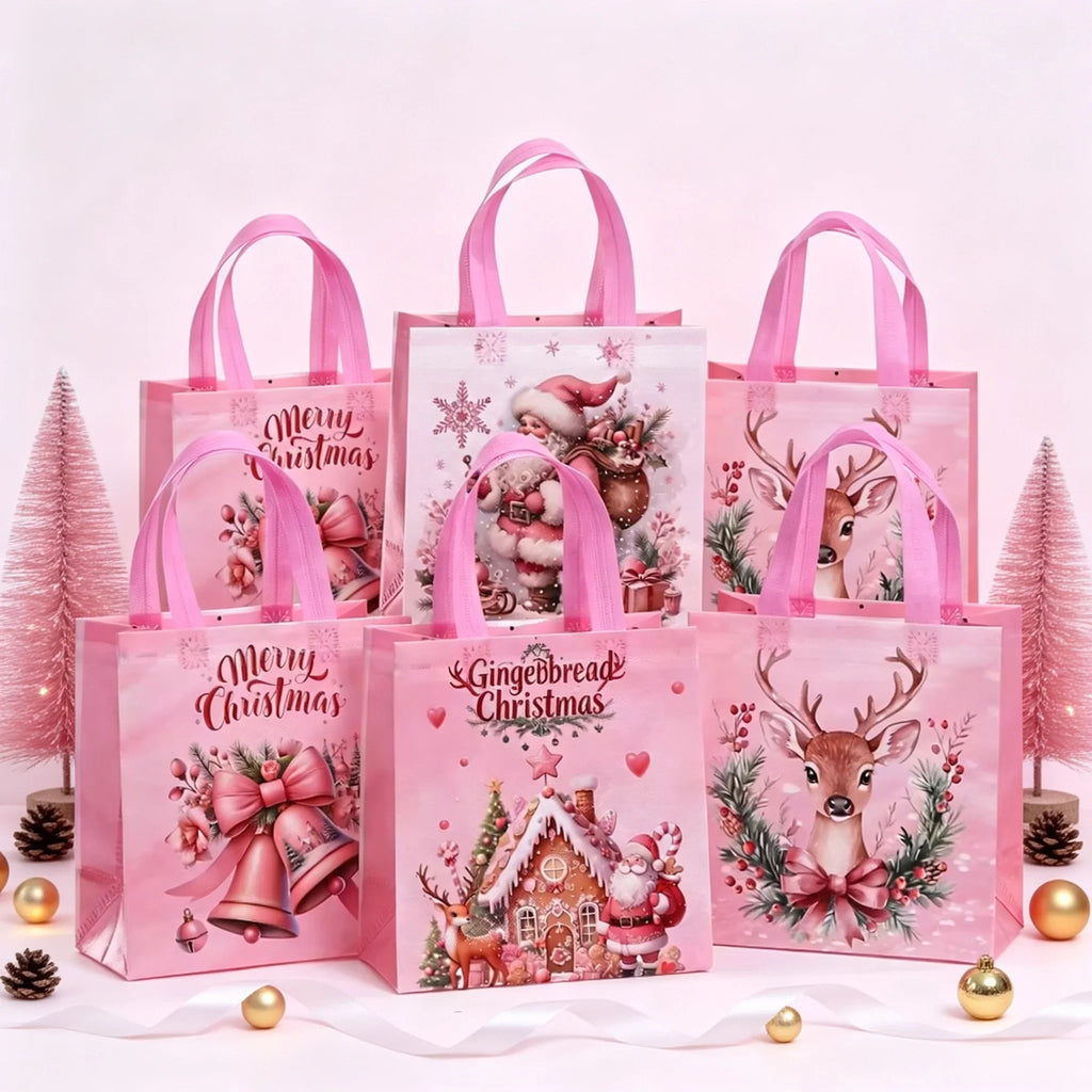 8 Christmas Gift Bags – Santa & Reindeer Non-Woven Totes Christmas Gift Bags Richie's