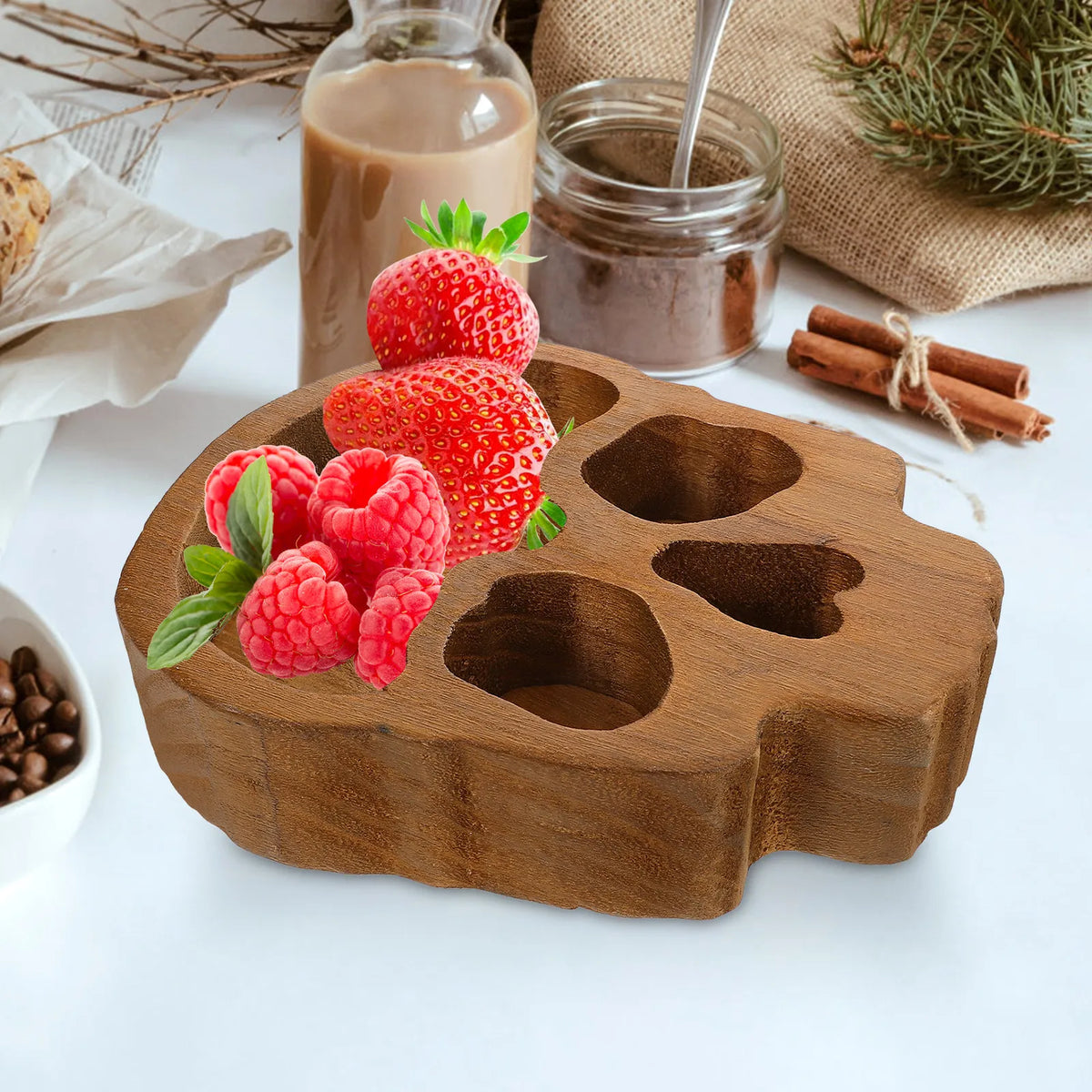 Wooden Skull Bowl Halloween Snack Tray & Serving Platter Halloween Serving Tray Richie's