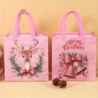 Pink Christmas Tote Bags with Handles | Santa & Elk 4/8 Pcs Christmas Gift Bags Richie's