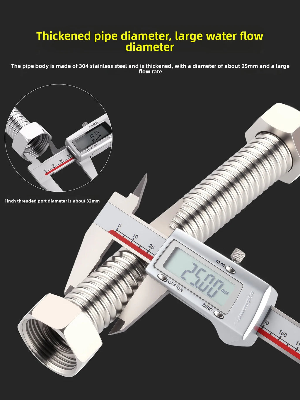 1" 304 Stainless Steel Bellows Metal Hose | High-Pressure Threaded Metal Bellows Hose Richie's
