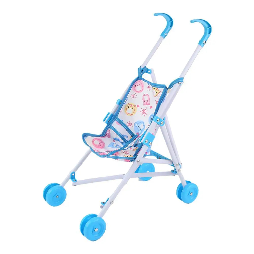 Pink Foldable Doll Stroller Pretend Play Toy – Girls Gift Doll Stroller Toy Richie's blue
