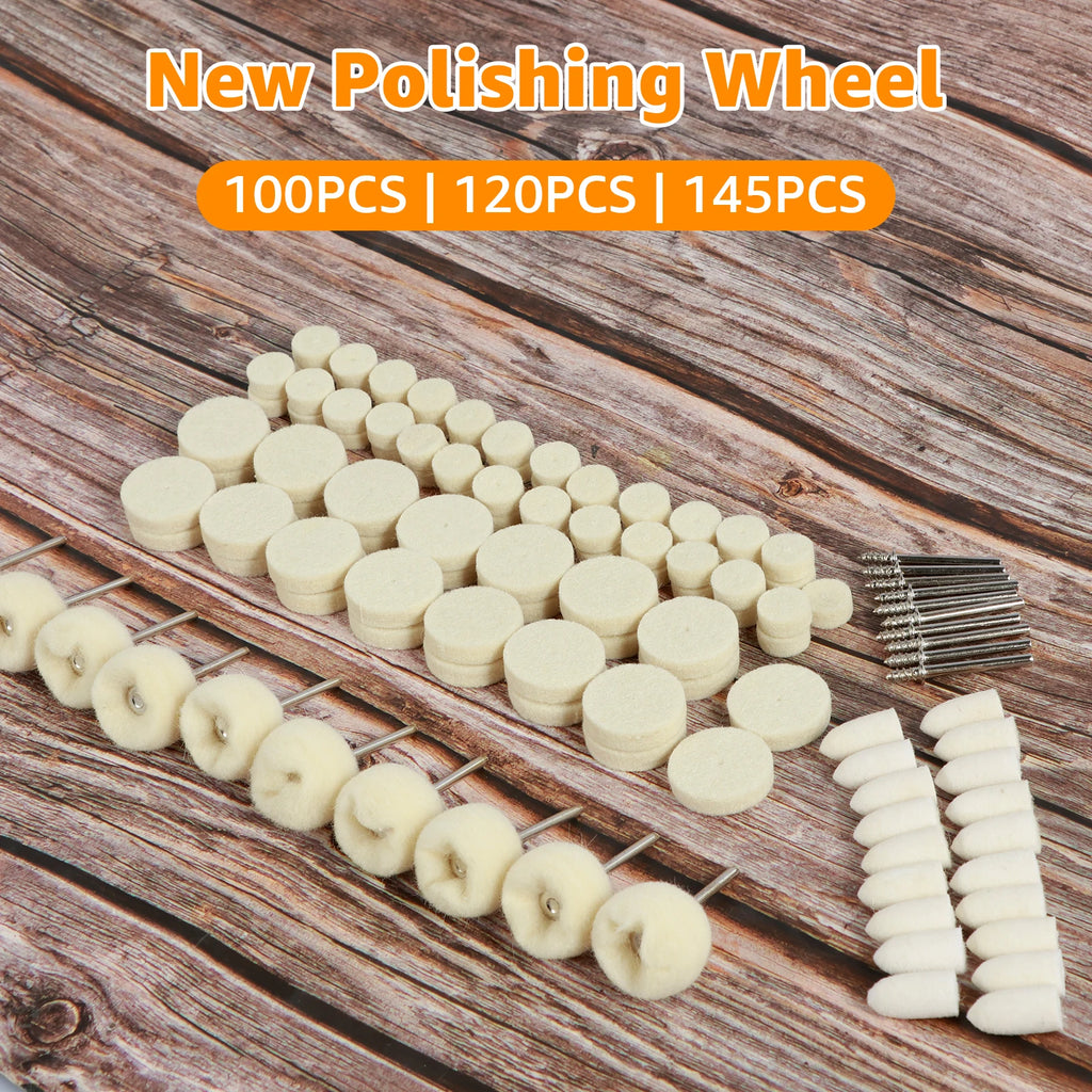 Wool Felt Polishing Wheel Set 100/120/145Pcs – 3mm Rotary Tool Polishing Wheel Set Richie's