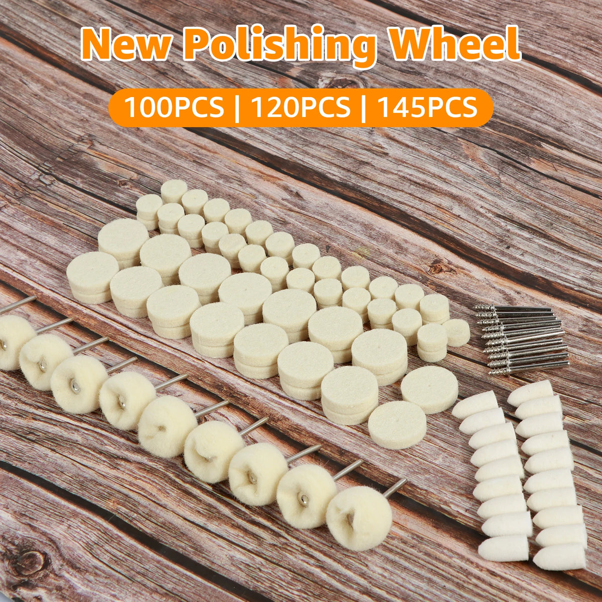 Wool Felt Polishing Wheel Set 100/120/145Pcs – 3mm Rotary Tool Polishing Wheel Set Richie's