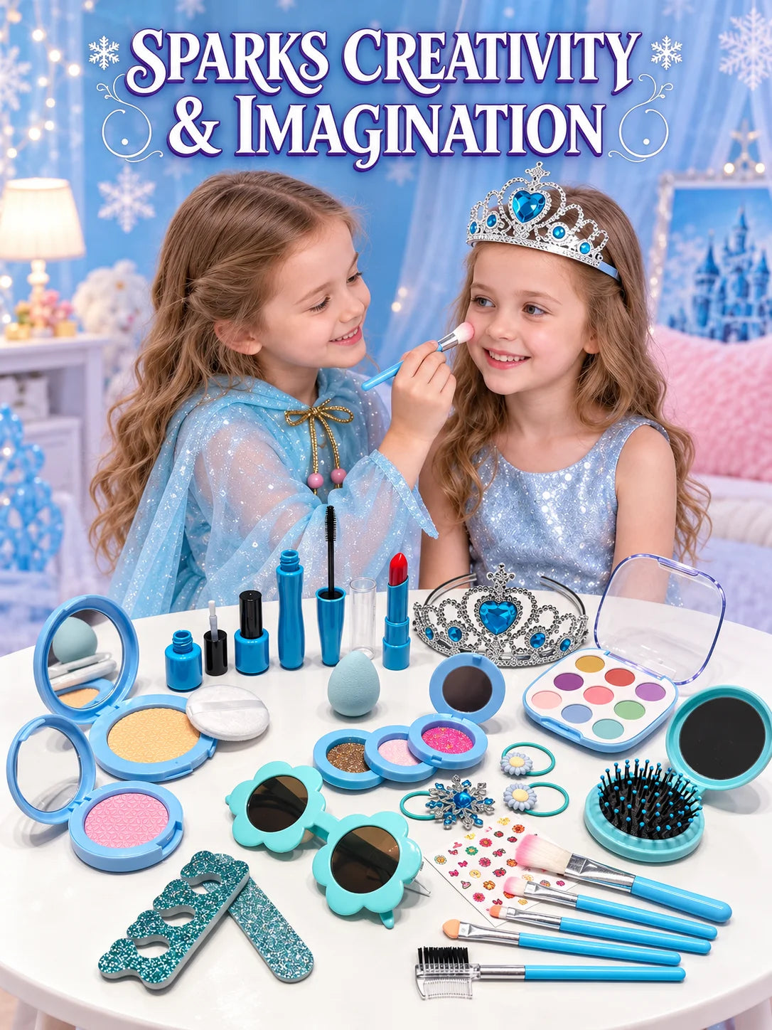 Girls Princess Pretend Makeup Play Set with Bag & Mirror Pretend Play Makeup Set Richie's