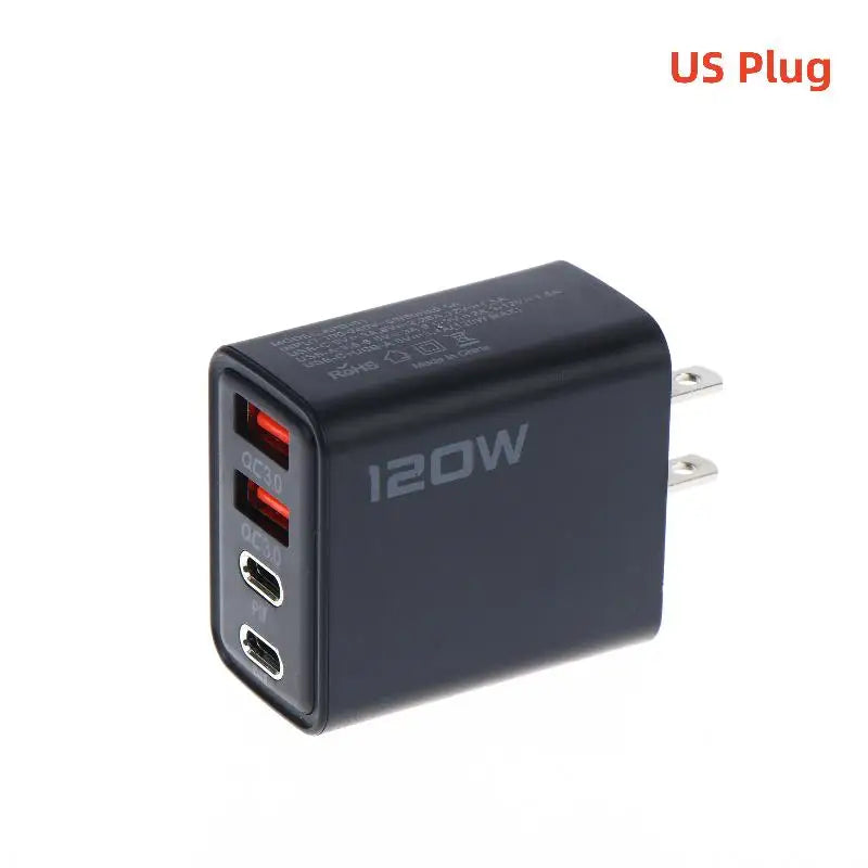 120W 4-Port USB-C Fast Charger Station PD QC3.0 Travel Adapter USB-C Wall Charger Richie's A3 USB Type-C