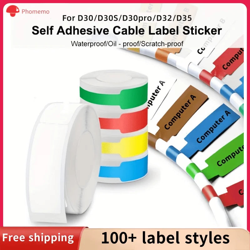 Bekia Cable Thermal Label Rolls for Phomemo D30 D32 D35 Printer Thermal Label Rolls Richie's