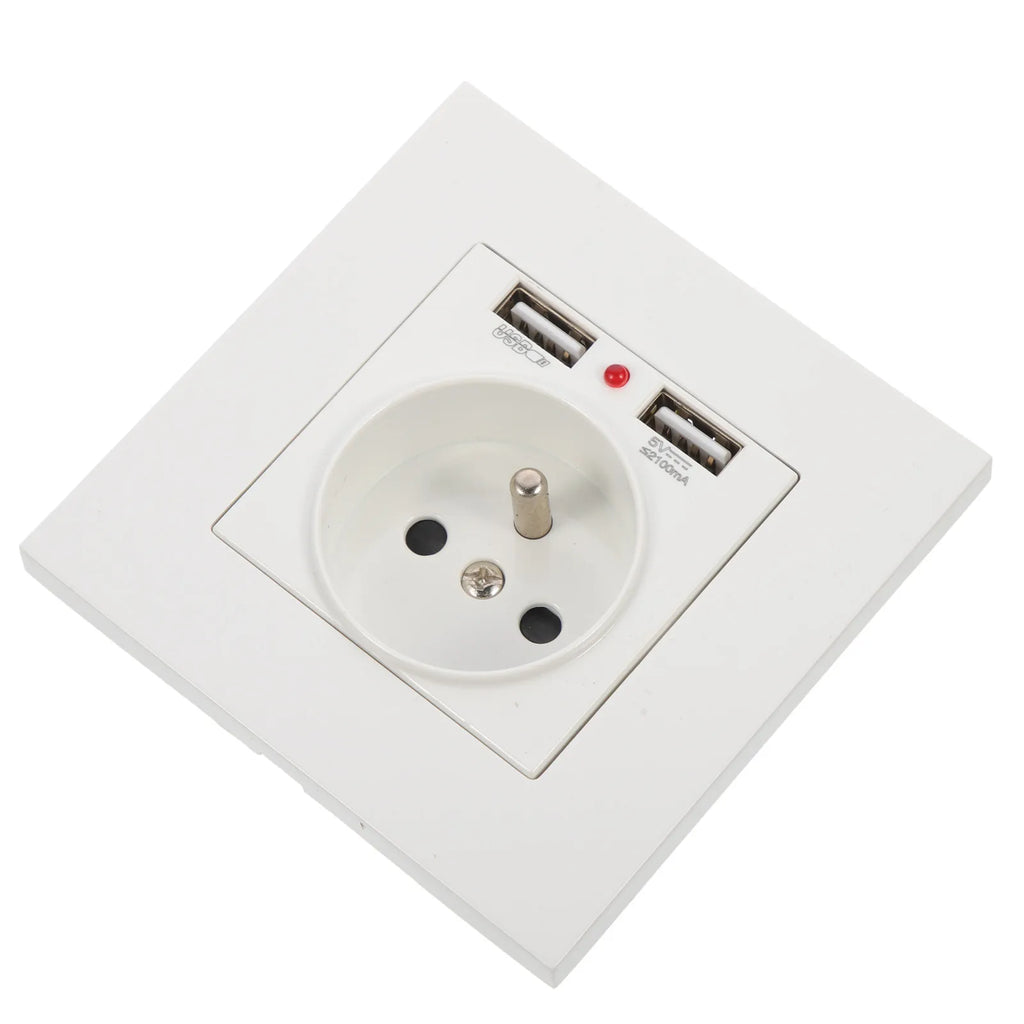 86 Type Wall Socket Dual USB European Standard Panel Outlet Wall Socket Outlet Richie's