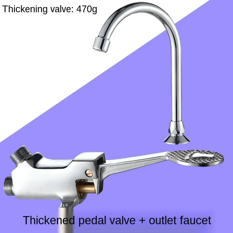 Brass Foot-Operated Faucet – Hands-Free Single Cold Basin Tap Foot-Operated Faucet Richie's ThickenedFoot faucet