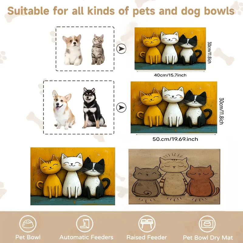 Non-Slip Cat Pattern Pet Feeding Mat – Waterproof & Easy Clean Pet Feeding Mat Richie's