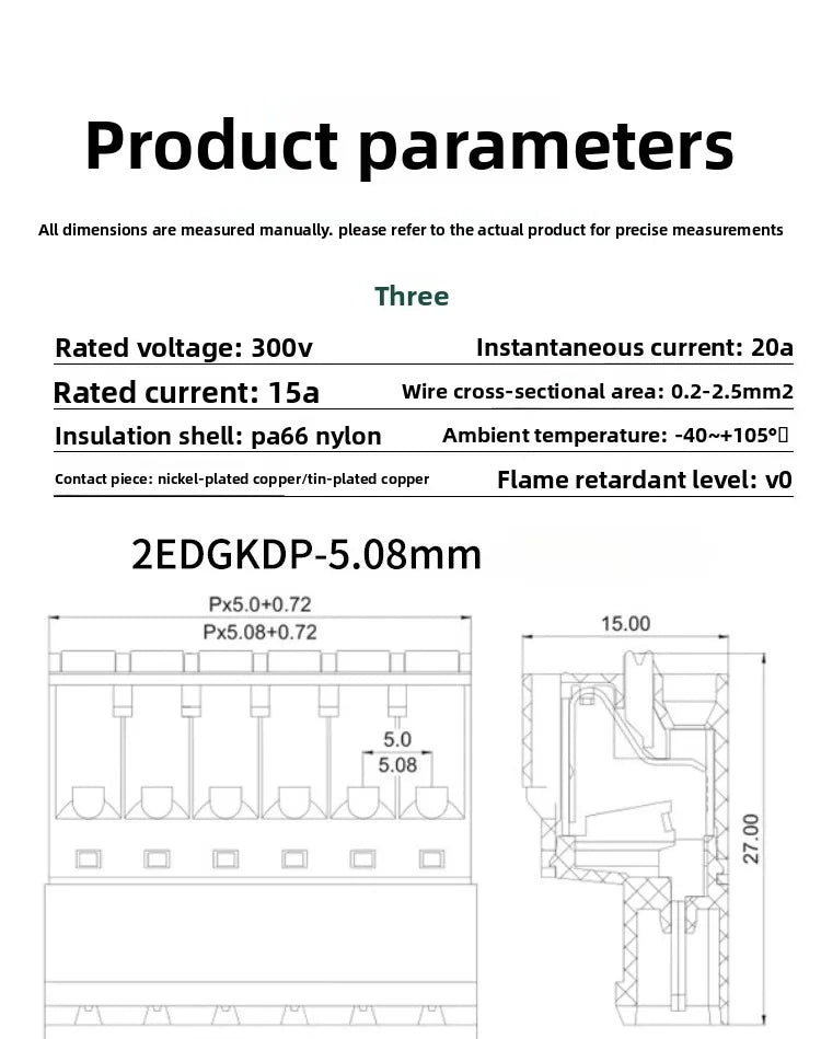 Spring-Press Plug-In Terminal Block 5.08mm 2–24P | 2EDGKD Set Terminal Block Connector Richie's
