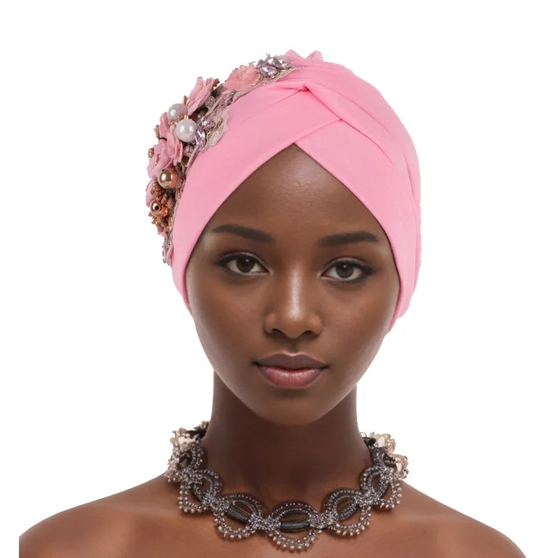 Women's Diamond Turban Cap – Muslim Hijab Bonnet Head Wrap Turban Hijab Cap Richie's Pink
