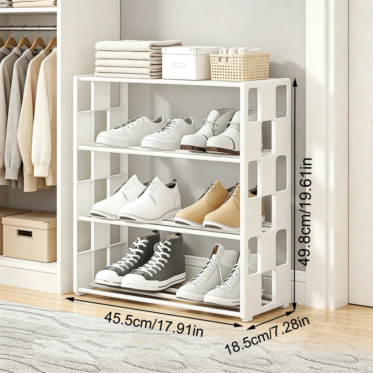 4-Tier Free Standing Shoe Rack – Space Saving Shoe Organizer Shoe Rack Richie's
