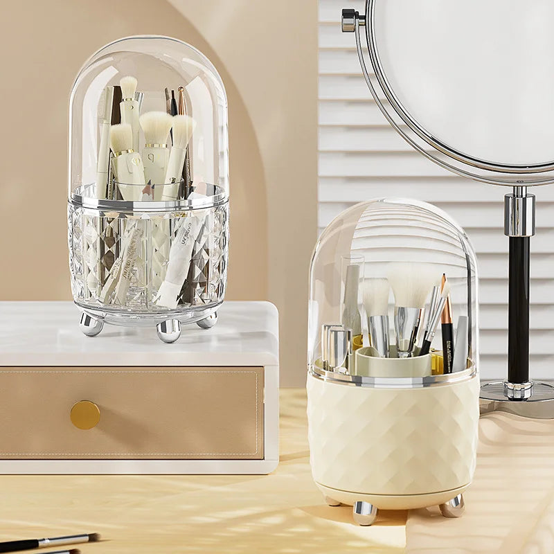 Rotary Makeup Brush Desk Organizer with Dust Cover Makeup Brush Organizer Richie's
