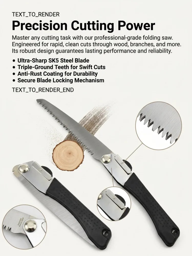 TOTNEND Folding Hand Saw – Portable Camping Wood Cutting Tool Folding Hand Saw Richie's Black handle