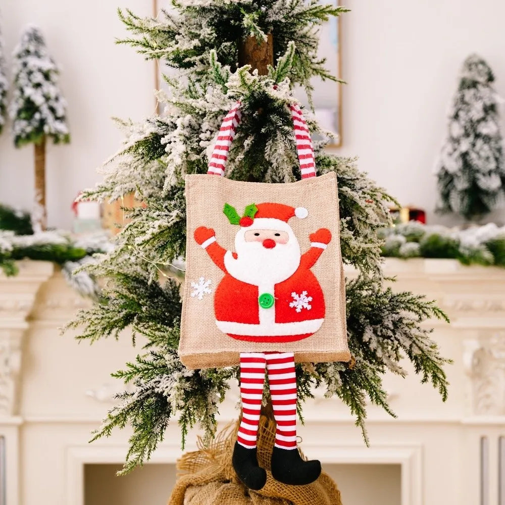 Linen Christmas Gift Bags – Santa Snowman Xmas Designs Christmas Gift Bag Richie's Santa Claus 14x16cm