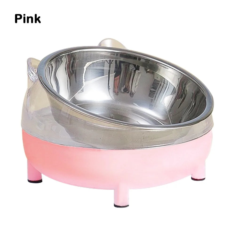 Elevated Tilted Cat Bowl – Stainless Steel Pet Feeder Dish Elevated Pet Bowl Richie's Pink