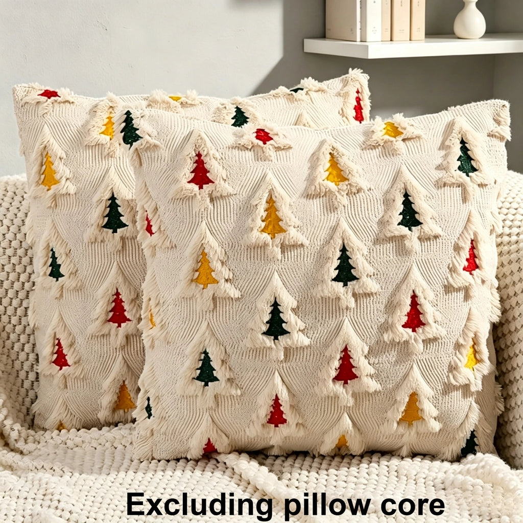 2-Pack 3D Christmas Tree Embroidered Plush Pillow Covers 18" Cushion Cover Set Richie's 2pcs