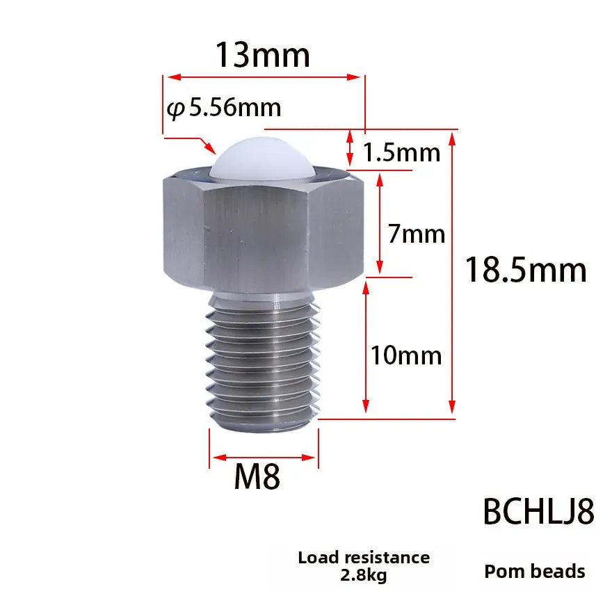 M5–M20 Universal Ball Hex Bolt – Conveyor Roller Connector Hex Bolt Connector Richie's BCHLJ8 POM QDE03-8