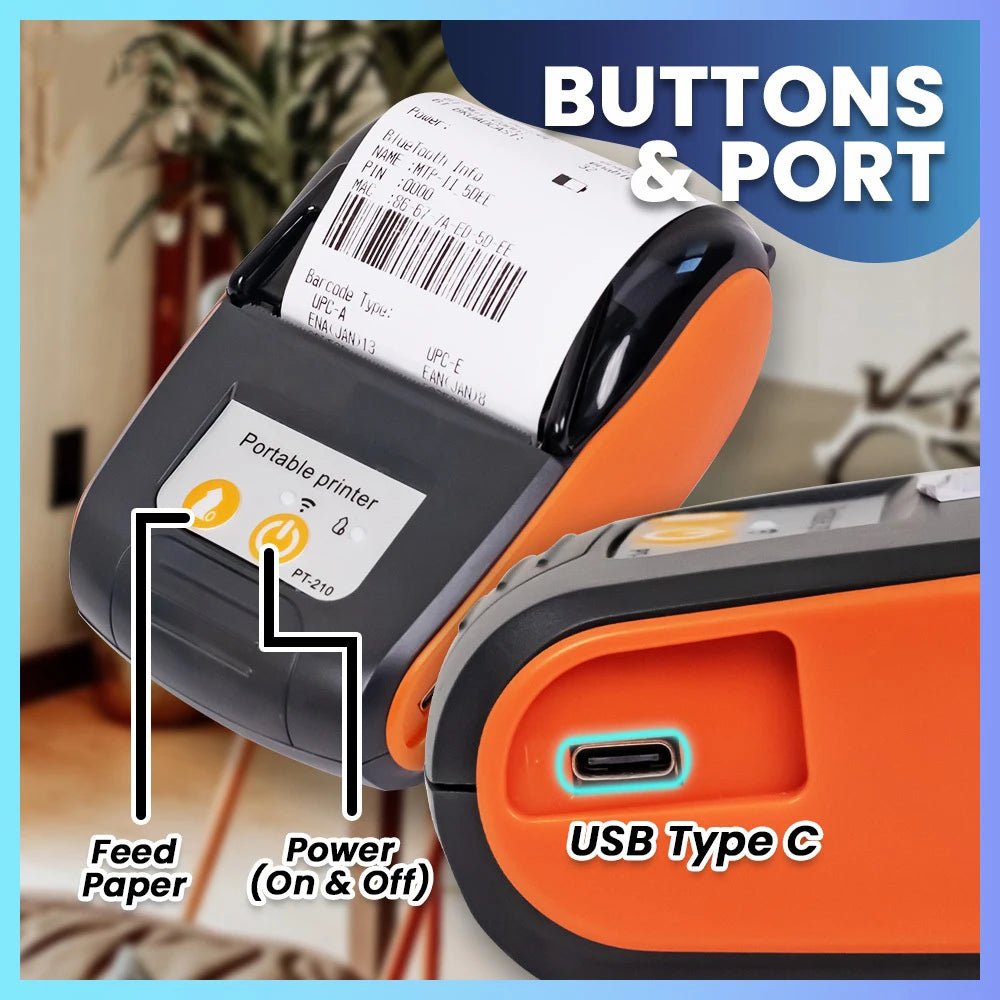 GOOJPRT PT-210 58mm Bluetooth Thermal Printer | Android iOS Bluetooth Thermal Printer Richie's