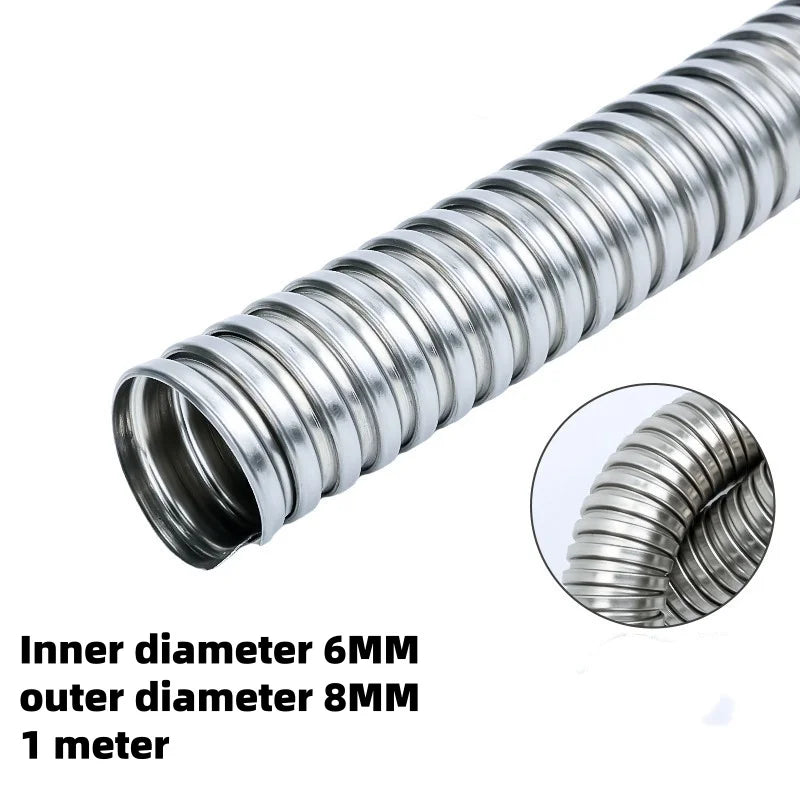 1M 304 Stainless Steel Corrugated Cable Conduit Hose 4–13mm Cable Conduit Sleeve Richie's 6mm