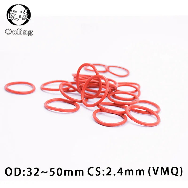 10pcs VMQ Silicone O-Rings CS2.4mm OD32–50mm Red Gasket Silicone O-Ring Gasket Richie's